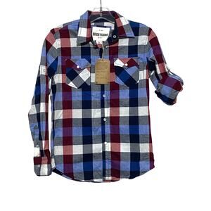 Ditch Plains Western Pearl Snap Boys Shirt Youth Small 6/7 Roll Tab Sleeves NWT